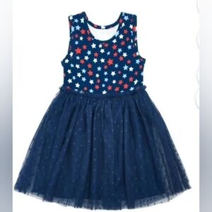 Red White And Blue 4th Of July Dress with Polka Dot Tulle Skirt Size 4T